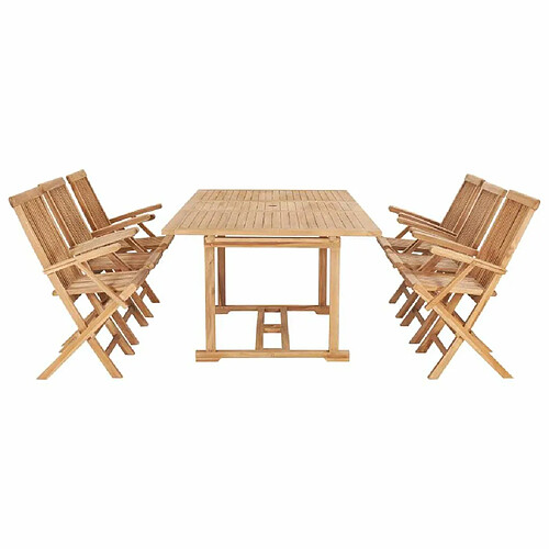 Maison Chic Mobilier de salle à manger d'extérieur,Meuble à dîner d'extérieur 7 pcs 150-200x100x75 cm Teck massif -GKD876300