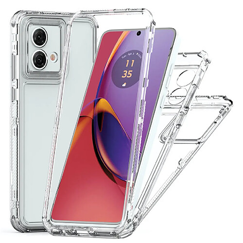 Htdmobiles Coque pour Motorola Moto G84 5G - housse etui silicone gel fine 360 integrale (avant et arriere) + verre trempe - TRANSPARENT