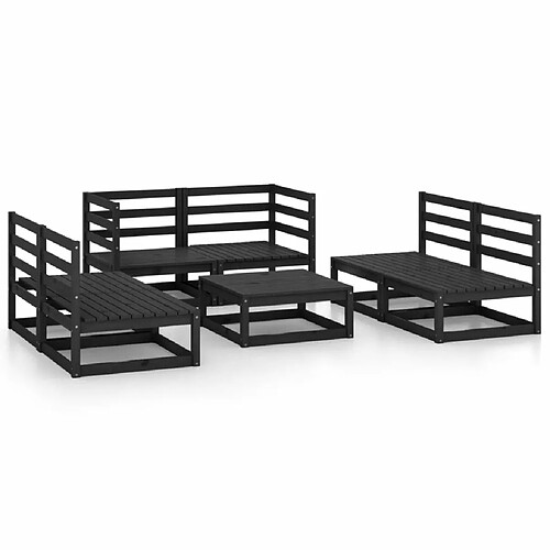 Maison Chic Salon de jardin 7 pcs - Table et chaises d'extérieur - Mobilier/Meubles de jardin Moderne noir bois de pin massif -MN84800