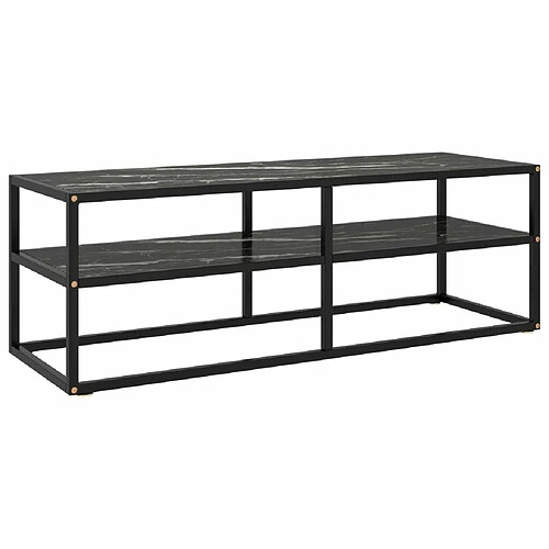 Maison Chic Meuble TV scandinave - Banc TV pour salon noir avec verre marbre noir 120x40x40 cm -MN77155