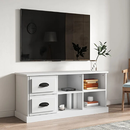 Maison Chic Meuble TV scandinave - Banc TV pour salon blanc 102x35,5x47,5 cm bois d'ingénierie -MN94655