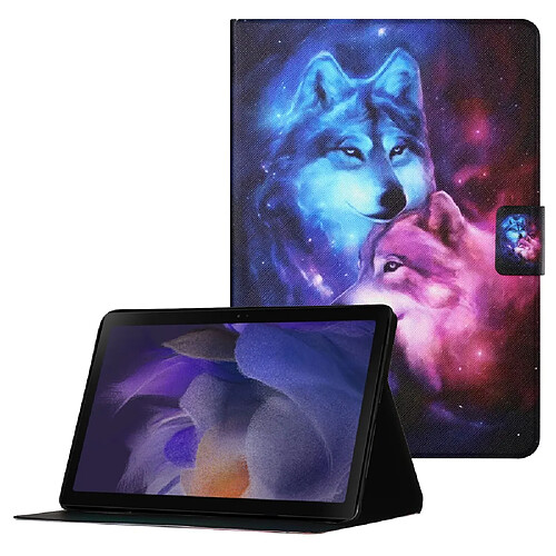 Etui en PU avec support et porte-cartes Loups pour votre Samsung Galaxy Tab A8 (2021) SM-X200/SM-X205