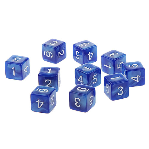 10pcs Dés à Six Faces D6 Jouant D u0026 D RPG Party Games Dés Bleu