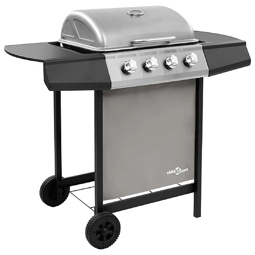 vidaXL Barbecue gril à gaz avec 4 brûleurs Noir et argenté