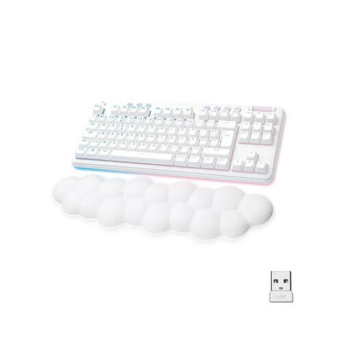 Logitech G - Clavier Gaming - G715 Mécanique Sans Fil Linéaire (GX Red) avec Repose-Poignet - White Mist · Occasion