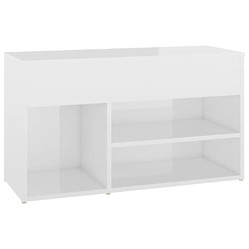 Maison Chic Banc à chaussures | Meuble de rangement à chaussures Meuble d'Entrée Blanc brillant 80x30x45 cm Aggloméré -MN79328