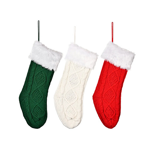 Chaussettes de Noël - Décoration en tricot blanc (3 pcs)