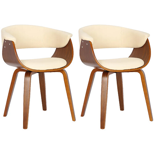 Non Lot de 2 chaises Bruce simili cuir noyer