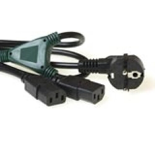 Diverse ACT 230V splitcable schuko male - 2 x C13 câble électrique Noir 1 m