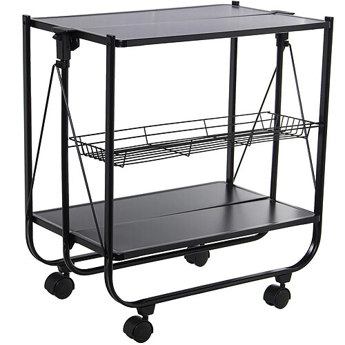 Chariot de service Alexandra House Living Noir 68 x 70 x 40 cm Pliable