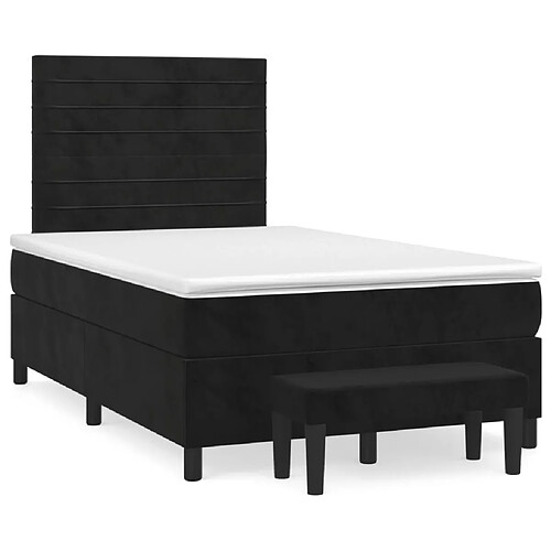 Vidaxl Sommier à lattes de lit avec matelas Noir 120x200 cm Velours