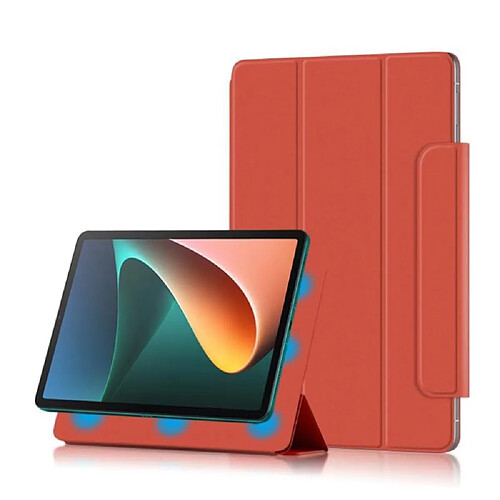 Etui en PU léger, avec support à trois volets, fermoir magnétique orange pour votre Xiaomi Pad 5/Pad 5 Pro