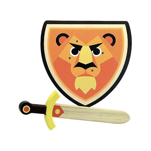 Set bouclier et épée en bois - Lion