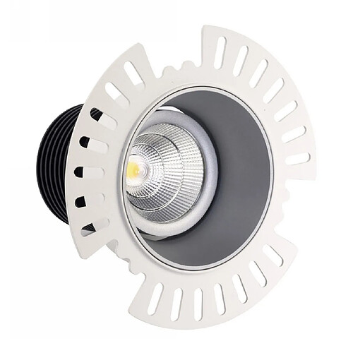 Inspired Downlight inclinable encastré à LED, argent sans bordure, 40 degrés. Angle de faisceau, 760lm, 3000K, IP20, DRIVER NOT INC.