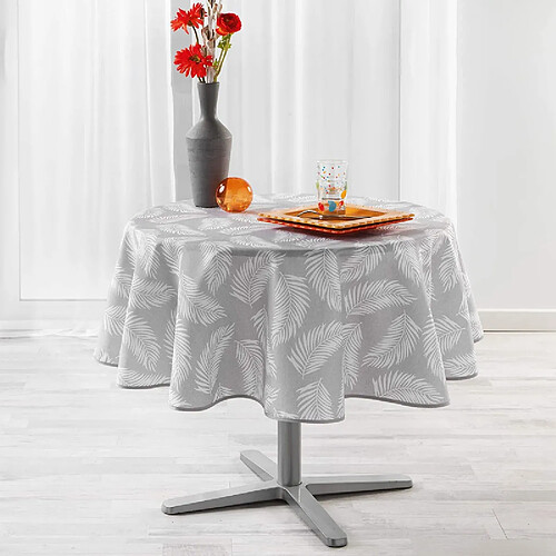 Douceur D'Interieur Nappe ronde - Polyester imprimée Lifette - D 180 cm - Gris