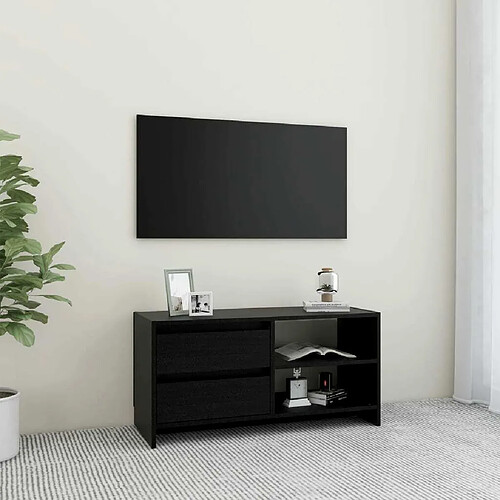 Maison Chic Meuble TV scandinave - Banc TV pour salon Noir 80x31x39 cm Bois de pin massif -MN46593