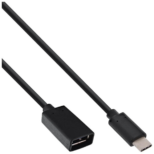 Câble adaptateur USB 3.1 InLine®, type C mâle à A femelle, noir, 0,15m