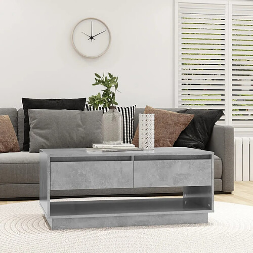 vidaXL Table basse Gris béton 102,5x55x44 cm Bois d'ingénierie