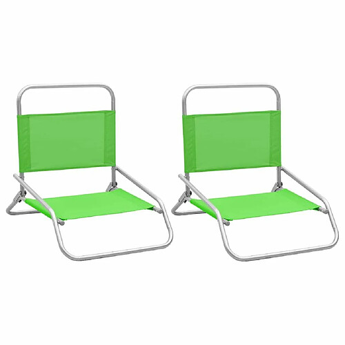 Maison Chic Lot de 2 Chaises de plage pliables | Chaises Relax d'extérieur Vert Tissu -GKD98512