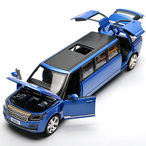 Universal 1: 32 Land Rover Alliage Limousine Métal Voiture Moulée Modèle Retraite Flash Musique Voiture Jouet pour Enfants(Bleu)