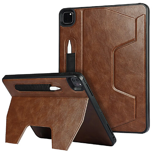 Coque en TPU + PU absorption magnétique avec béquille marron pour votre iPad Pro 12.9-pouces (2021)