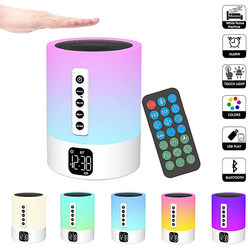 Vendos85 Réveil Multifonctionnelle avec Enceinte Bluetooth et Lampe de Chevet