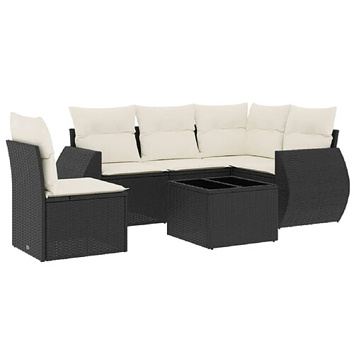 Maison Chic Salon de jardin 6 pcs avec coussins | Ensemble de Table et chaises | Mobilier d'Extérieur noir résine tressée -GKD35535