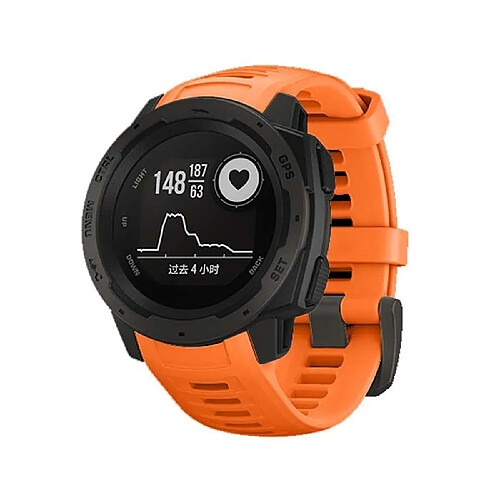 Wewoo Bracelet pour montre connectée Dragonne de remplacement en silicone Garmin Instinct 22mm Orange