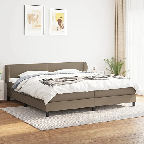 vidaXL Sommier à lattes de lit avec matelas Taupe 200x200 cm Tissu