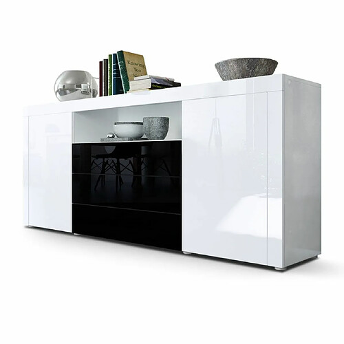 Mpc Buffet Laqué Blanc Et Noir (hxlxp) : 72 X 167 X 35