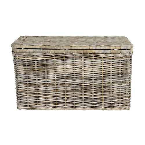 Vente-Unique Coffre de rangement en kubu TIMGAD - L100 x P55 x H55 cm - Gris naturel