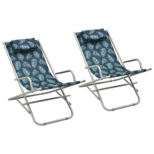 vidaXL Chaises à bascule lot de 2 Acier Motif de feuilles