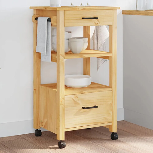 Maison Chic Desserte de cuisine | Chariot de cuisine | Meuble de rangement roulant MONZA 48x40x90 cm bois massif de pin -GKD80349