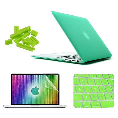 Wewoo Housse Étui vert pour MacBook Air 11,6 pouces 4 en 1 Coque de protection en plastique dur givré avec protecteur d'écran et protège-clavier bouchons anti-poussière