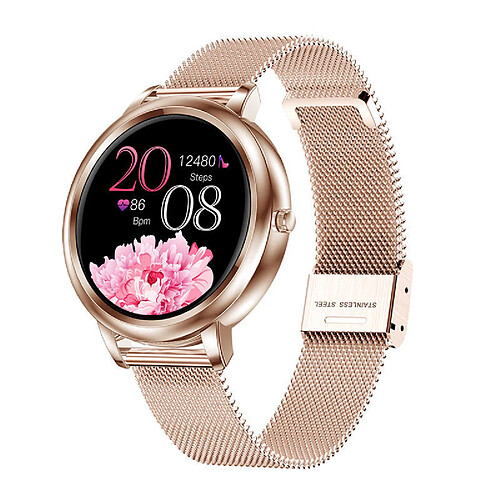 Chrono Montre Connectée pour Femme IP68 Etanche Cardio Podometre Sport Fitness Tracker d'Activité pour Android iOS-d'or