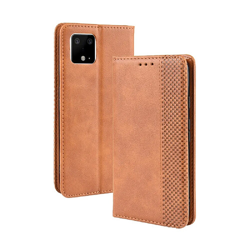 Wewoo Housse Coque Étui en cuir à boucle magnétique avec rétro pour Crazy Horse Texture horizontale Google Pixel 4xlavec porte-carte et fentes cartes et cadre photo Marron