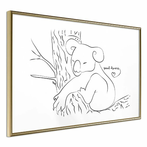 Paris Prix Affiche Murale Encadrée Resting Koala 90 x 60 cm Or