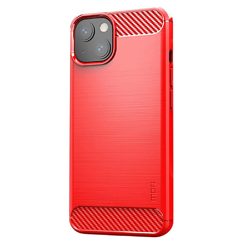 Coque en TPU MOFI anti-rayures, texture en fibre de carbone rouge pour votre iPhone 13 mini 5.4 pouces