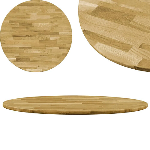 vidaXL Dessus de table Bois de chêne massif Rond 23 mm 500 mm