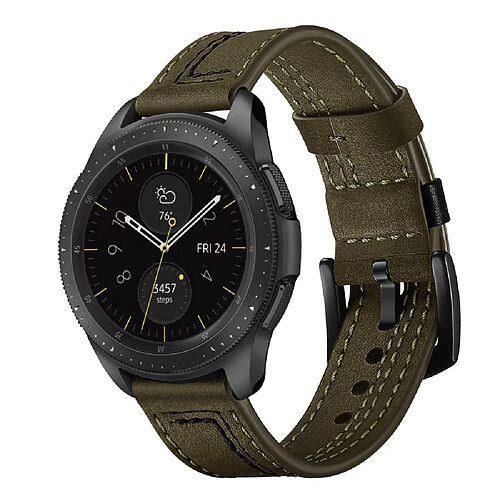 Bracelet en cuir véritable 22mm points en forme vert pour votre Huawei Watch GT/Samsung Galaxy Watch 46mm