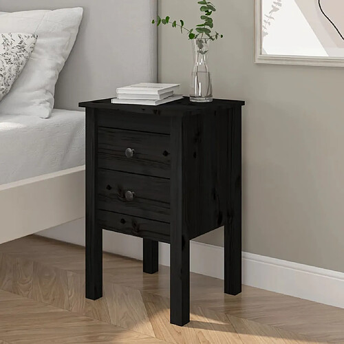 Maison Chic Table de chevet - Table de Nuit Noir 40x35x61,5 cm Bois de pin massif