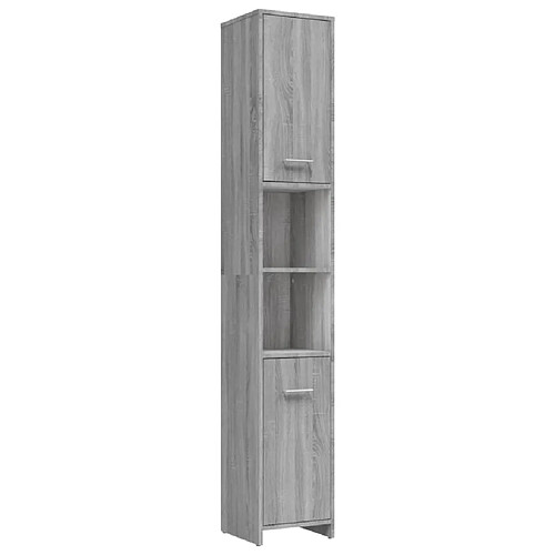 Maison Chic Armoire de bain,Meuble de rangement de salle de bain,Meuble haut Sonoma gris 30x30x183,5 cm Bois d'ingénierie -GKD984404