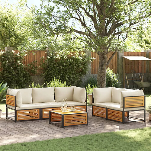 vidaXL Salon de jardin avec coussins 6 pcs bois d'acacia solide