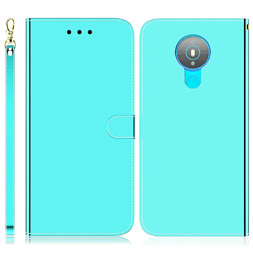 Etui en PU + TPU surface refléchissante avec support cyan pour votre Nokia 1.4