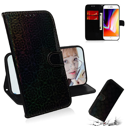 Wewoo Housse Coque Pour iPhone 7/8 couleurs solides boucle magnétique coloré horizontale étui en cuir PU avec titulaire et fentes cartes et portefeuille et lanière noir