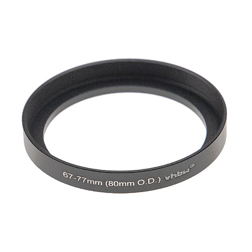 vhbw Bague d'adaptation de filtre Step-Up de 67 mm vers 77 mm compatible avec boîte mate (matte box) 80 mm O.D. - Adaptateur, aluminium, noir-mat