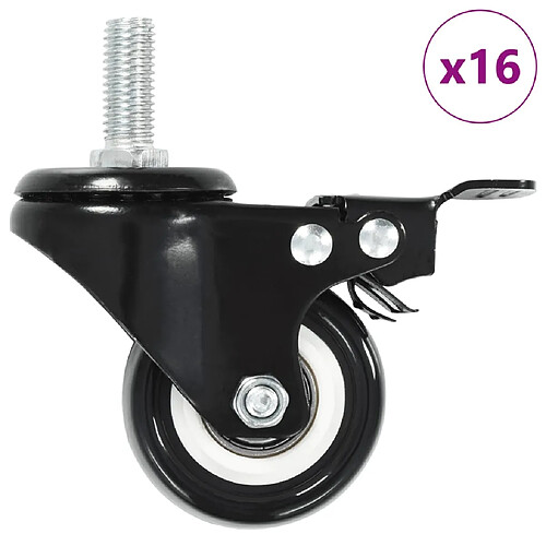 vidaXL Roulettes pivotantes avec freins 16 pcs 50 mm