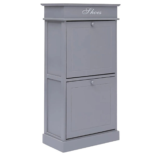 vidaXL Armoire à chaussures Gris 50 x 28 x 98 cm Bois de Paulownia