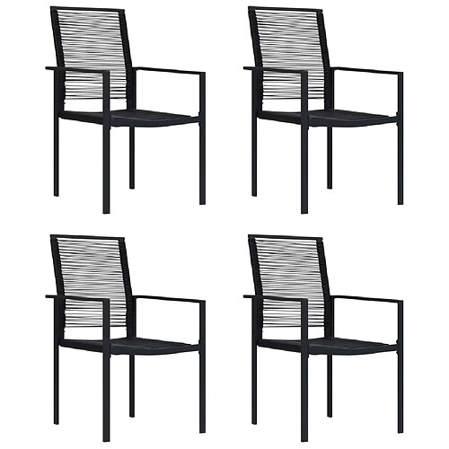 vidaXL Chaises de jardin lot de 4 Rotin PVC Noir