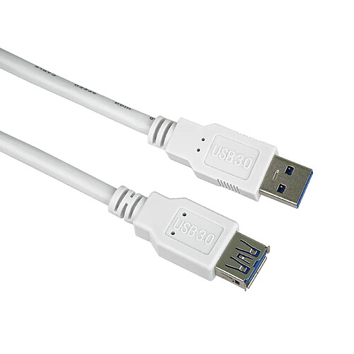 PremiumCord Rallonge USB 3.0-5 m - Câble de données SuperSpeed jusqu'à 5 Gbit/s - Câble de Charge USB 3.0 Type A Femelle vers mâle - 9 Broches - 3 blindées - Couleur : Blanc - Longueur : 1 m